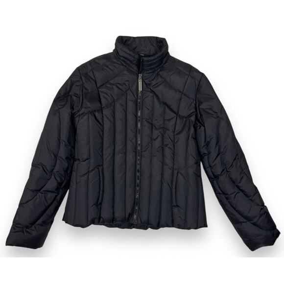 Steve Madden Womens Quilted Down Puffer Jacket Sz L Black Winter Coat Athletic - Picture 1 of 7